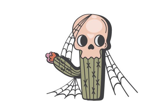 Western Halloween Skull on Cactus